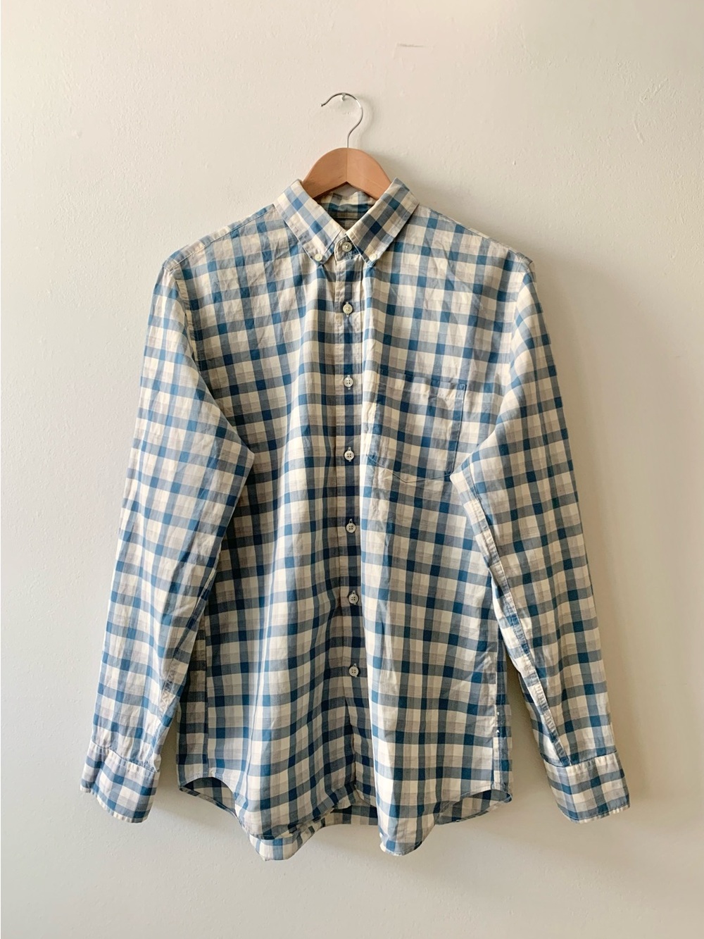 NEW J. Crew Light Blue and White Plaid Cotton Button-Down Shirt